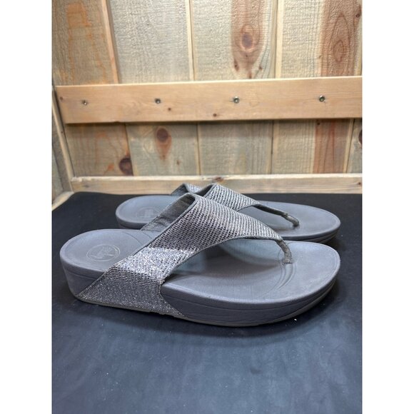 Fitflop Womens Glitter Strap Sandals Size 10 Gray & Silver Comfortable Slip-On F - Picture 1 of 10